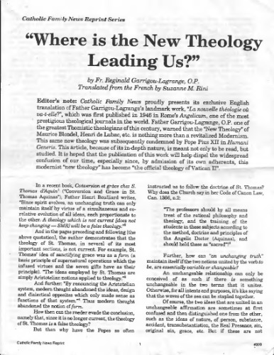 Where is the New Theology Leading Us