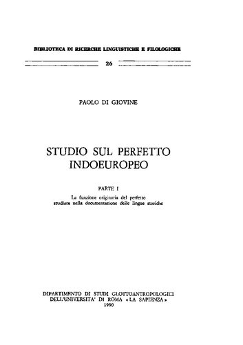 Studio sul perfetto indoeuropeo