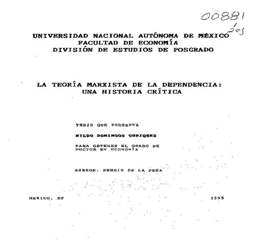 La teoría marxista de la dependencia: una historia crítica