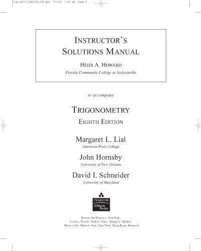 Instructor's Solutions Manual - Trigonometry 8th Edition