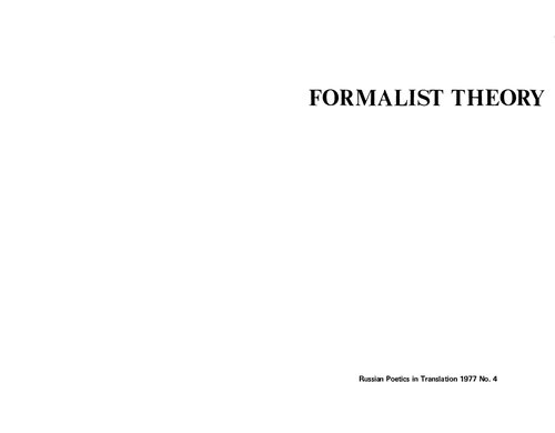 Formalist Theory