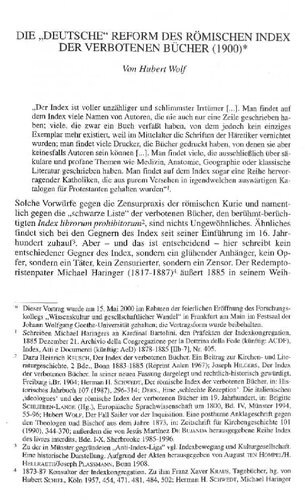 DIE „DEUTSCHE" REFORM DES RÖMISCHEN INDEX DER VERBOTENEN BÜCHER (1900)