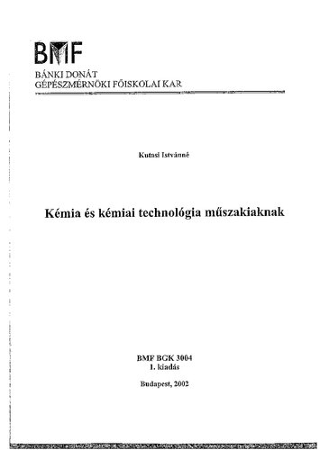 Kémia és kémiai technológia műszakiaknak