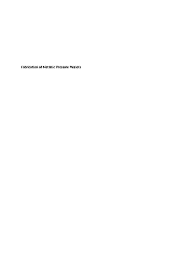 Fabrication of Metallic Pressure Vessels