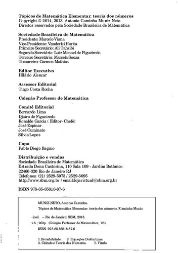 Tópicos de Matemática Elementar Volume 5: Teoria dos Números