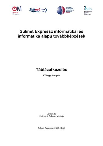 Táblázatkezelés