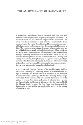 The ambivalences of rationality: ancient and modern cross-cultural explorations