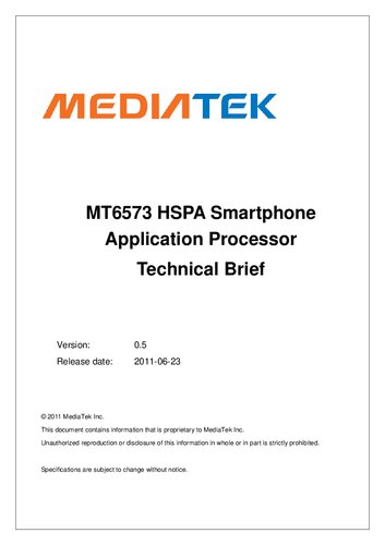 MT6573 HSPA Smartphone Application Processor Technical Brief