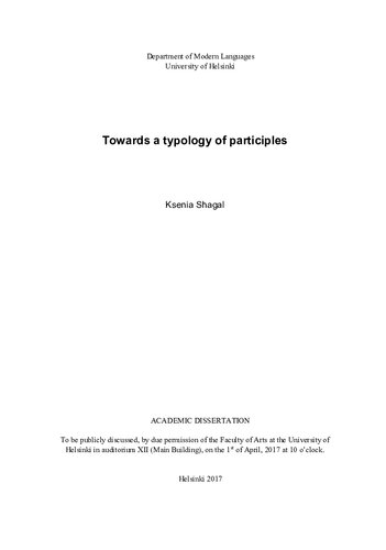 Towards a typology of participles