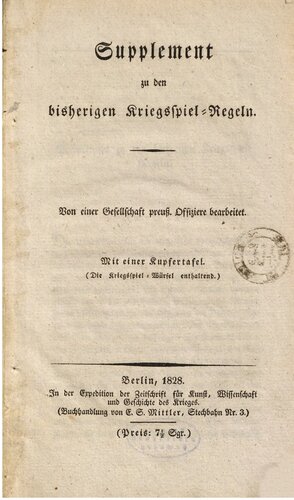 Supplement zu den bisherigen Kriegsspiel-Regeln