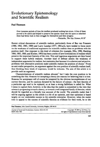 Evolutionary Epistemology and Scientific Realism