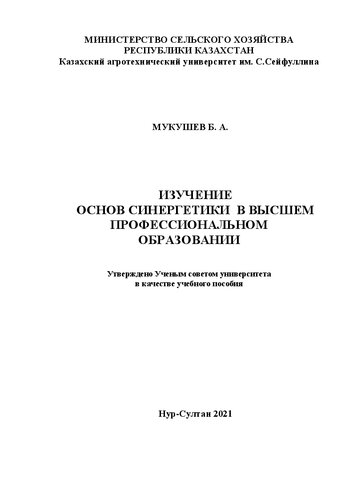 Изучение основ синергетики в высшем профессиональном образовании