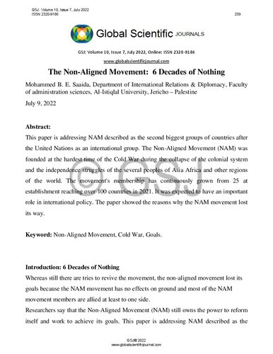 The Non-Aligned Movement: 6 Decades of Nothing