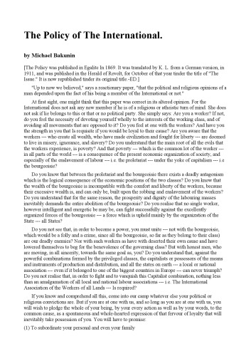The Policy of The International