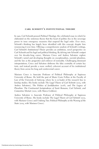 Carl Schmitt's Institutional Theory: The Political Power of Normality