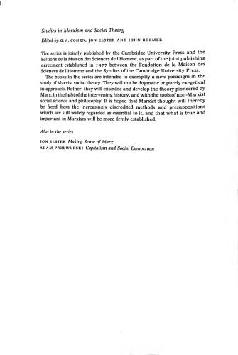 Analytical Marxism (Studies in Marxism and Social Theory)