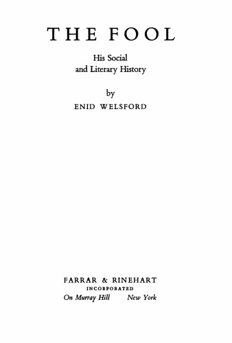 The Fool: His Social And Literary History