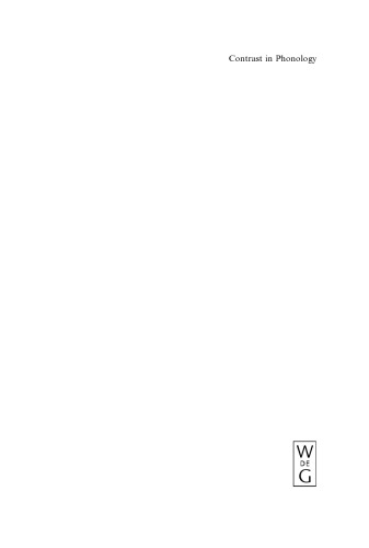 Contrast in Phonology: Theory, Perception, Acquisition (Phonology & Phonetics)