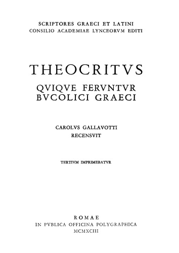 Theocritus quique feruntur Bucolici Graeci