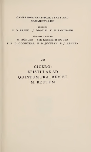 Cicero: Epistulae ad Quintum Fratrem et M. Brutum