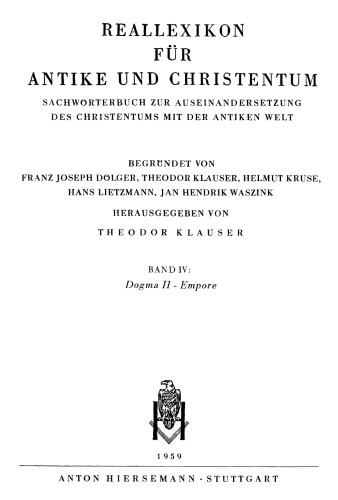 Reallexikon für Antike und Christentum 04 : Dogma II – Empore