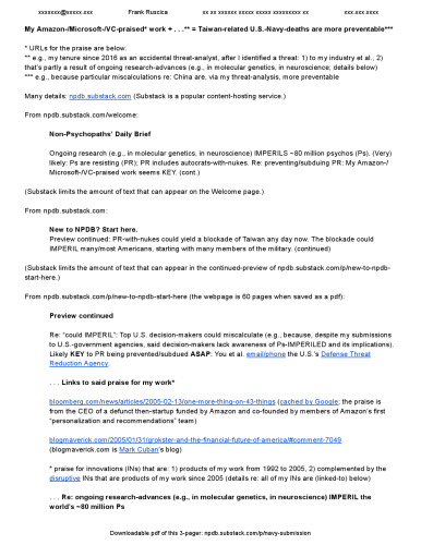 My Amazon-/Microsoft-/VC-praised* work + ...** = Taiwan-related U.S.-(military-)deaths are more preventable***