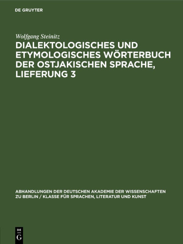 Dialektologisches und etymologisches Wörterbuch der ostjakischen Sprache, Lieferung 3