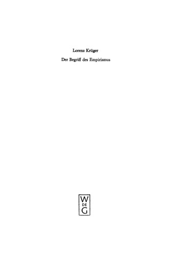 Der Begriff des Empirismus: Erkenntnistheoretische Studien am Beispiel John Lockes