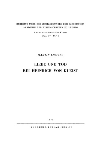 Liebe und Tod bei Heinrich von Kleist
