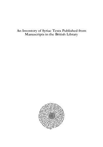 An Inventory of Syriac Texts Published from Manuscripts in the British Library