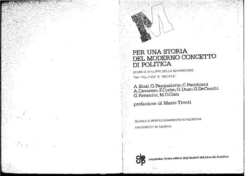 Per una storia del moderno concetto di politica