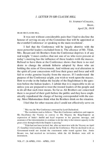 The Complete Works of Mahatma Gandhi Volume 17