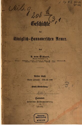 Geschichte der Königlich-Hannoverschen Armee / 1756 bis 1789