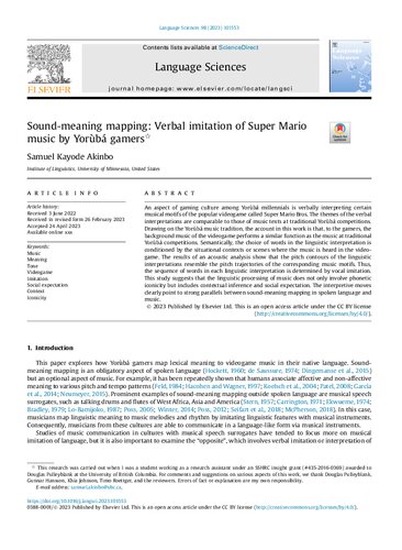 Sound-meaning mapping: Verbal imitation of Super Mario music by Yorùbá gamers
