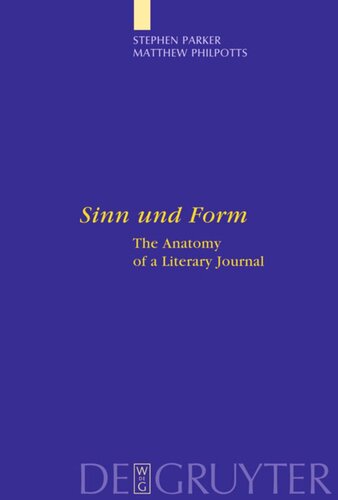 "Sinn und Form": The Anatomy of a Literary Journal