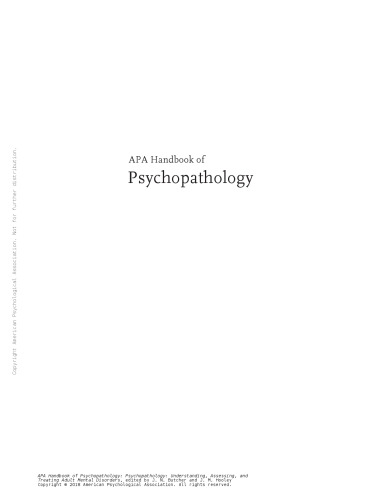 APA Handbook of Psychopathology