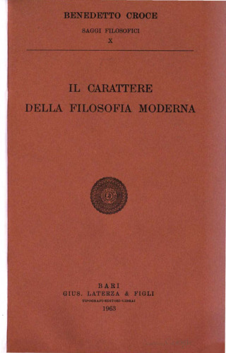 Il carattere della filosofia moderna