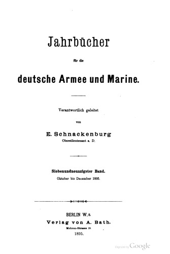 Jahrbücher für die Deutsche Armee und Marine / Oktober bis Dezember 1895