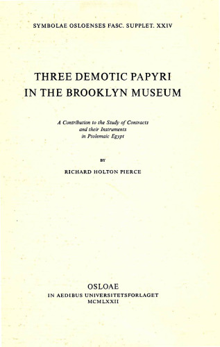 Three Demotic Papyri in the Brooklyn Museum