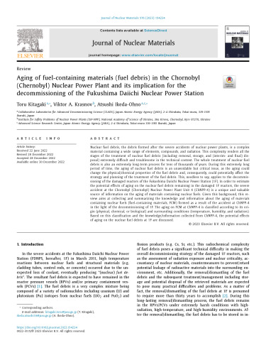 Aging of fuel-containing materials (fuel debris) in the Chornobyl (Chernobyl) Nuclear Power Plant and its implication for the decommissioning of the Fukushima Daiichi Nuclear Power Station