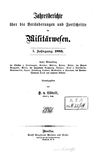 Jahresberichte über die Veränderungen und Fortschritte im Militärwesen