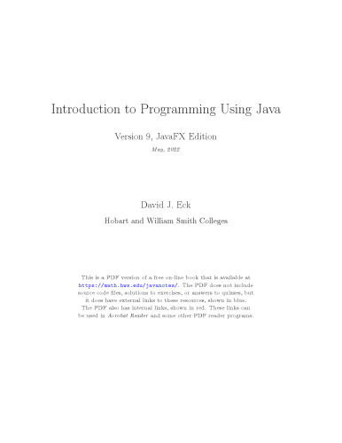 Introduction to Programming Using Java, Version 9, JavaFX Edition
