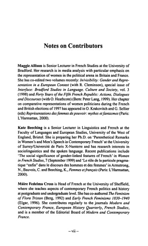 Women in Contemporary France