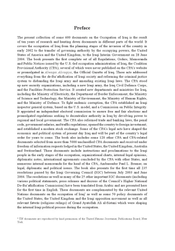 The Occupation of Iraq Volume II: The Official Documents of the Coalition Provisional Authority and the Iraqi Governing Council