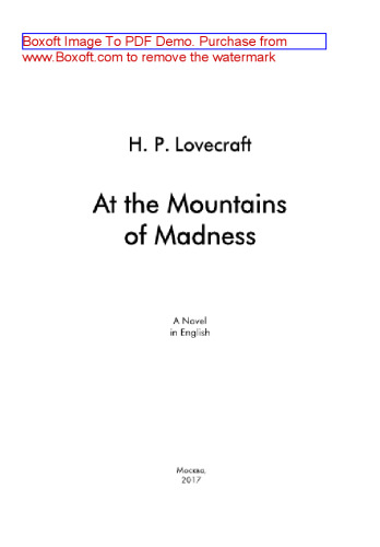 At the Mountains of Madness