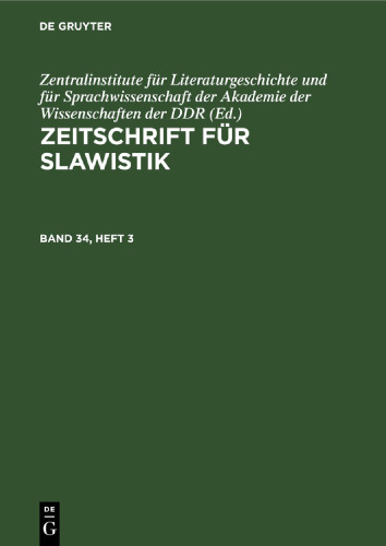 Zeitschrift für Slawistik: Band 34, Heft 3