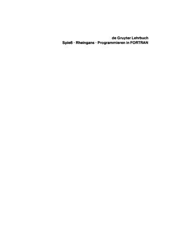 Einführung in das Programmieren in FORTRAN
