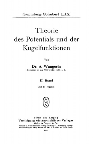 Theorie des Potentials und der Kugelfunktionen: Band 2