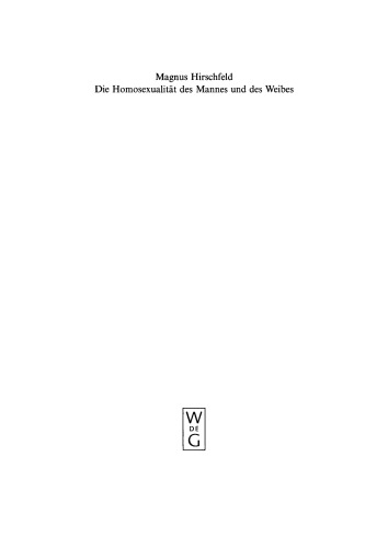 Die Homosexualität des Mannes und des Weibes