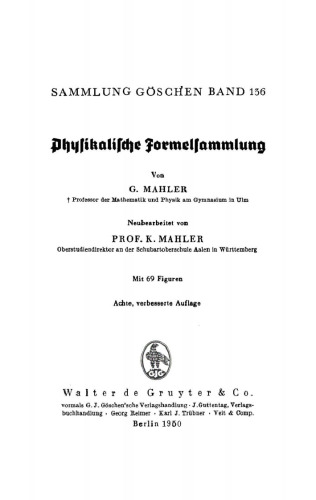 Physikalische Formelsammlung